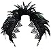 keland Damen schwarz echte Feder Achselzucken Schal Wrap Lace Kragen Halloween Kostüm Schal Top (Schwarz-B) (Schwarz-B)
