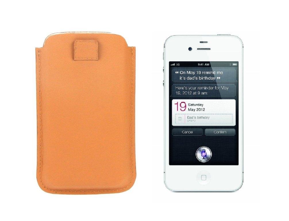 Lucrin ET1186S_VCLS_NTR for iPhone 4S [Smooth Cowhide Leather Case with Strap] Natural