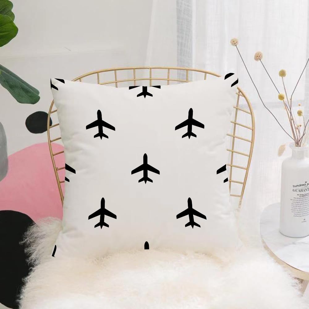 HYOSXW Cushion Cover,Throw Pillow Case Home Decorative for Living Room Bedroom Sofa Chair 16X16 Inch,Airplane Icon Seamless Pattern Vector Art Illustration,Pillowcase 40X40cm