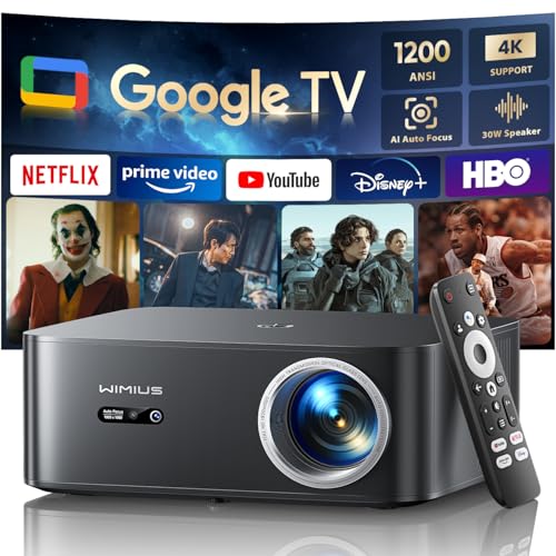 Image of 【1200 ANSI/Google TV/4K Supported 】Smart Projector with WiFi & Bluetooth, Outdoor & Home Movie Projectors with Voice Control,Auto Focus & Keystone,Compatible with Netflix Proyector WiMiUS K13 Black