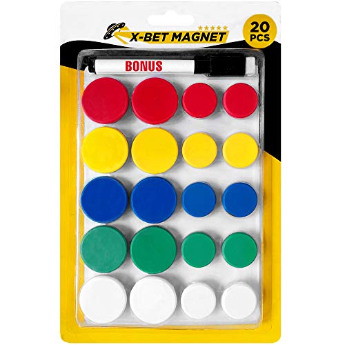Image of Refrigerator Magnets for Whiteboard, Fridge and Locker - Round Magnets for Classroom, Kitchen and Office - Fridge Magnets for Refrigerator 20 PCs