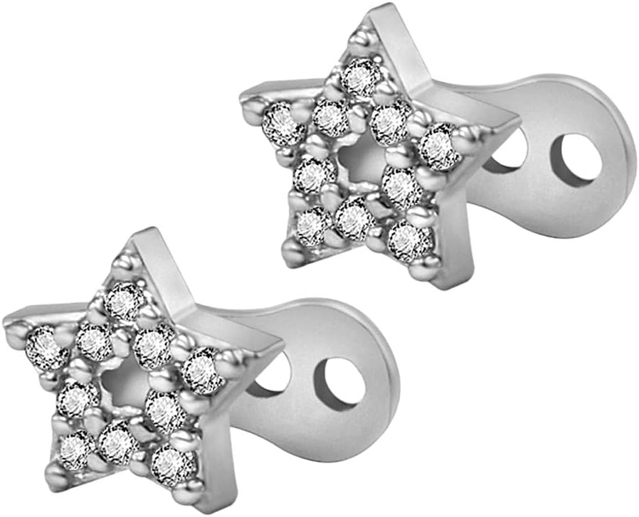 2pcs Dermal Anchor Tops and Base Titanium Steel Piercing Jewelry, Star - Image 7