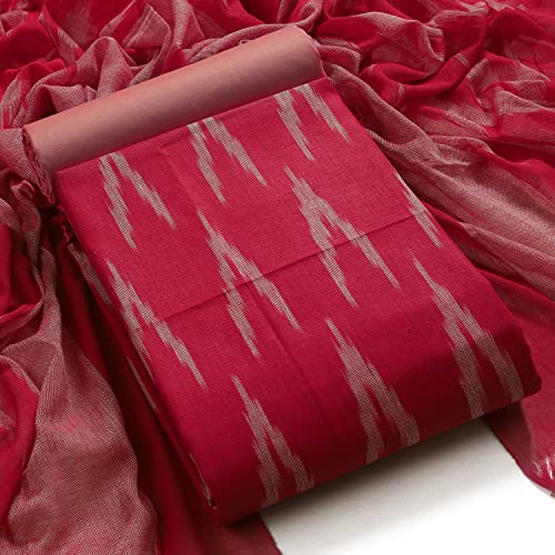 Image of Sun Fashion And Lifestyle Cotton Ikkat Print Unstitched Dress Material, Kurta Set for Women with Dupatta (Ikkat 2, Free Size)
