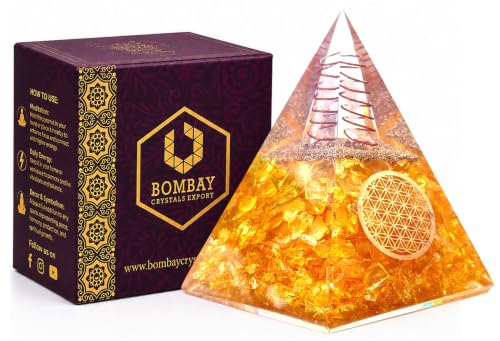 Image of Orgone Citrine Pyramid for Success Handcrafted Orgonite Crystal Pyramid for Energy Balance, Meditation, Home Decor & Chakra Support