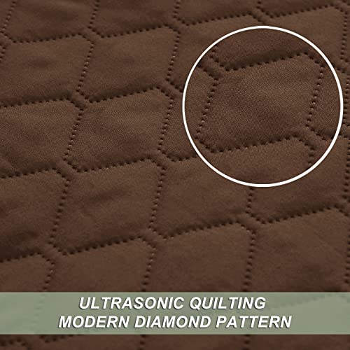 Exclusivo Mezcla Reversible California King Size Quilt Bedding Set with Pillow Shams, Lightweight Quilts Cal King Size, Soft Bedspreads Bed Coverlets for All Seasons - (Chocolate Brown, 112"x104")