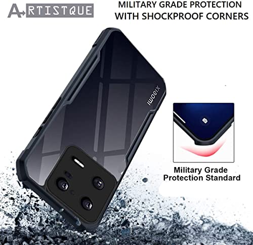 Image of A rtistque Clear Hard Transparent Acrylic Armor Anti-Drop Shockproof TPU Edge Back Cover Case for Xiaomi 13 Pro 5G - Black