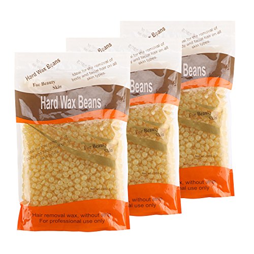 Depilatory Hard Wax Brazilian Beans Hot Film Waxing Bead For Hair Removal ,10 Ounce/300g (3 Bag(300g/Bag), Banana)
