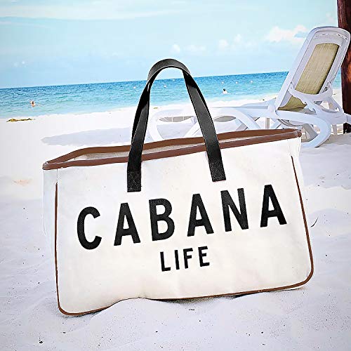 Image of Santa Barbara Design Studio Tote Bag For Women Hold Everything 100% Cotton Canvas Shoulder Bag, Large, Cabana Life