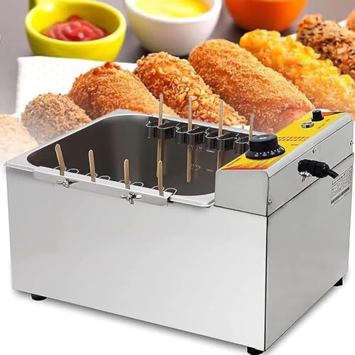 Corn Dog Deep Fryer Commercial,Automatic Cheese Hot Dog Sausage Grill Stove Sticks Fryer,12L Hot Dog Sticks Frying Machine,Snack Machines Maker