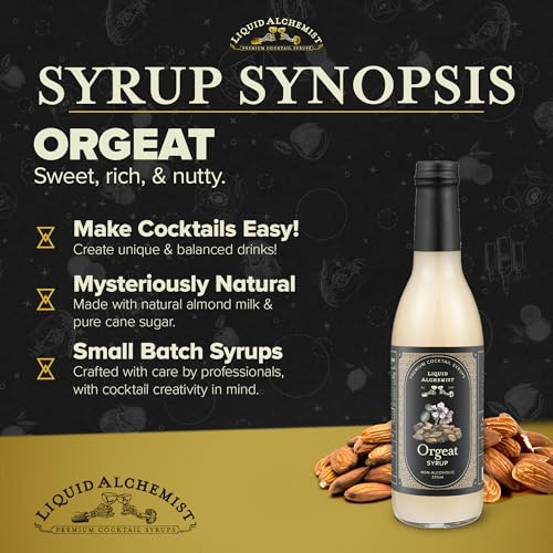 Image of Liquid Alchemist Orgeat Syrup for Cocktails - Real Ingredients Make Our Almond Syrup the Perfect Mai Tai Mix - Non-GMO, Gluten Free & Vegan (12.7 oz)
