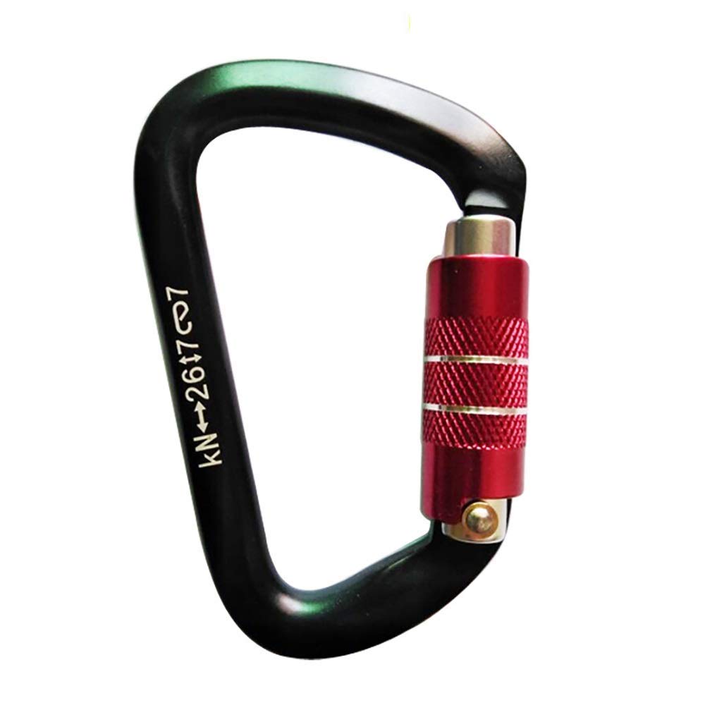 Moschettone Grande, Gancio a Clip 2 Pezzi moschettone Automatico Grande, moschettone Grande Ultraleggero in Alluminio a Clip 26kn, Super Resistente (Nero, 112x73 mm)