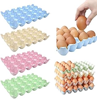 EMAGEREN 4 Pcs Egg Holder 24 Egg Holder for Refrigerator Plastic Egg Tray Stackable Egg Storage Container Egg Rack Eggs Baskets for Fridge Countertop Kitchen Storage - Protect and Keep Eggs Fresh