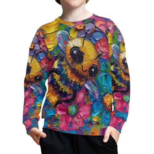 PinUp Angel Boys Girls Cool Animal Graphic Pullover Artistic Oil Painting Patterned Casual Long Sleeve Sweatshirts3