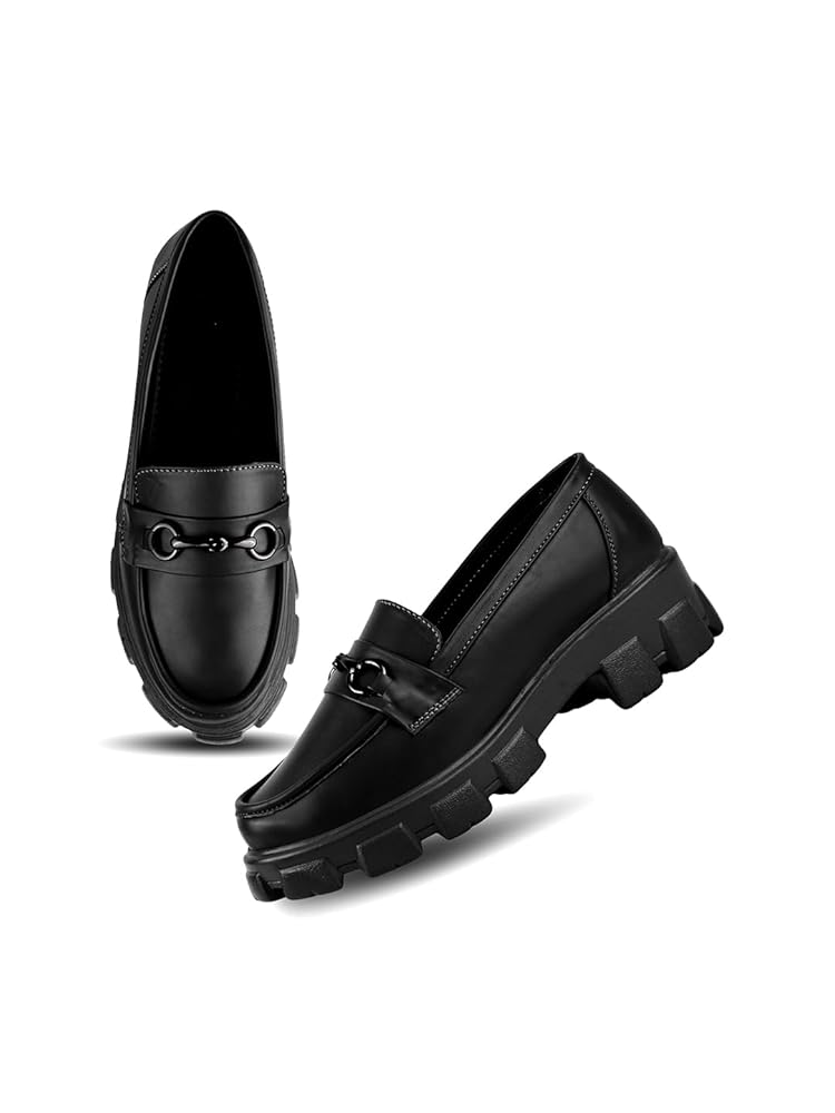 Slip-on Sneaker Loafers, Black Leather - Hugs & Co