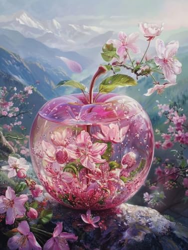 Broderie diamant fleurs et fruits : une œuvre d'artisanat d'art en strass 5D