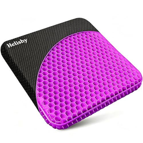 Helishy Gel Seat Cushion, Double Thick Egg Gel Cushion for Pressure Pain Relief, Breathable Wheelchair Cushion Chair Pads for Car Seat Office Chair (Violet)