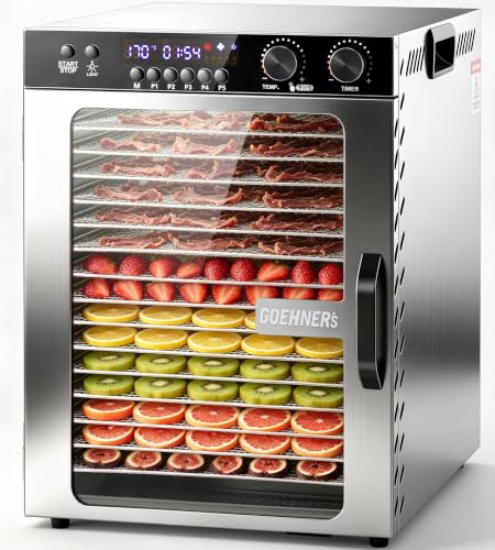 Image of Food Dehydrator for Jerky 15 Trays, 1100W Meat Dehydrator Machine Up to 194F with 5 Presets & 48H Timer, 12ft Food Dryer for Dog Treats, Herbs, Fruit and Veggies