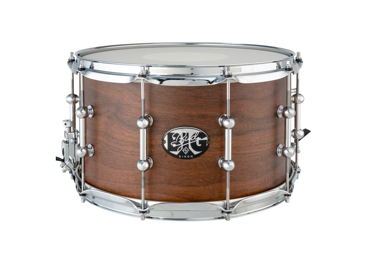 Dixon Artisan Signature Snare 14"x8" PDSAN814GBU - Bissonette Gregg "Big Bud" - Caldaia a 6 strati in noce/acero, tappeto a 42 spirali, Remo Felle, Deluxe Tube Lugs, Power Hoops