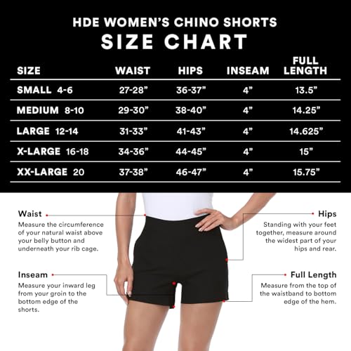 HDE Chino Shorts for Women 4" Inseam Elastic High Waisted Casual Summer Shorts3