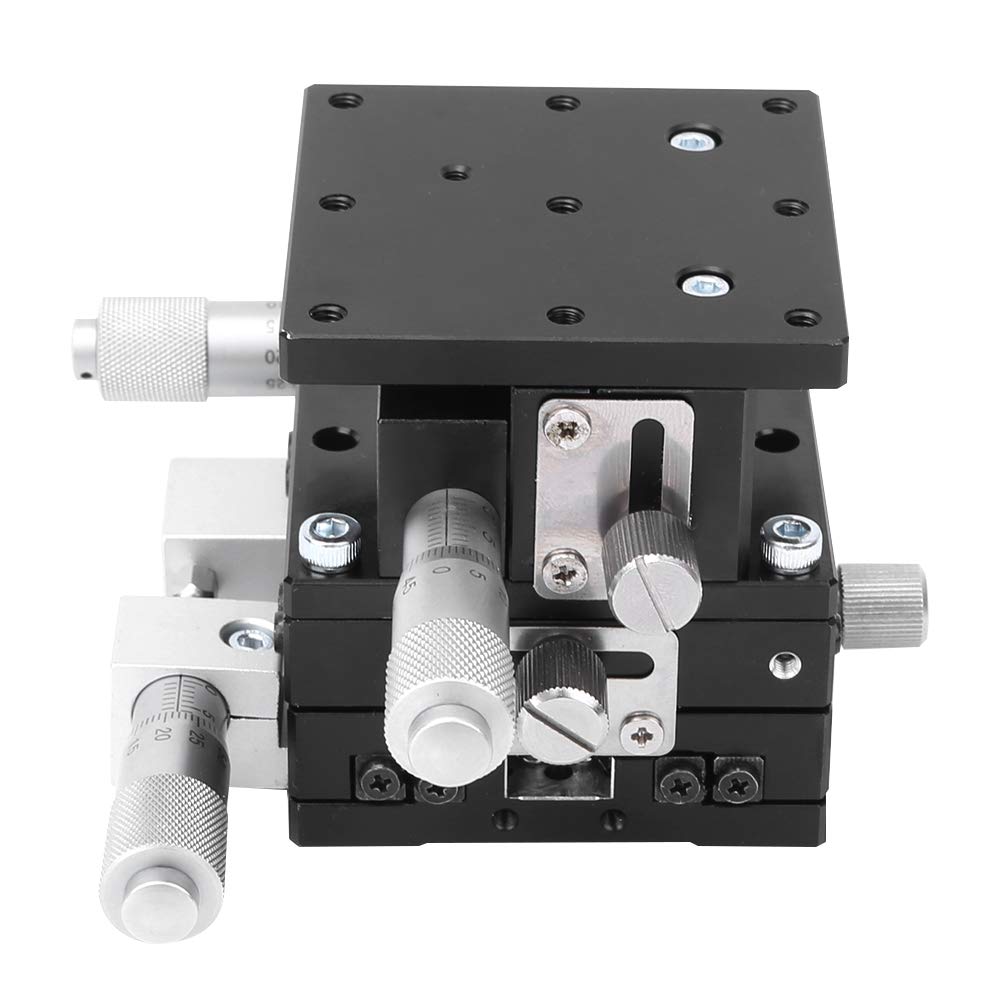 Manual XYZ 3-Axes Linear Stage Trimming Platform Tuning Sliding Table 60x60mm Applicable to Production Machinery Testing Equipment