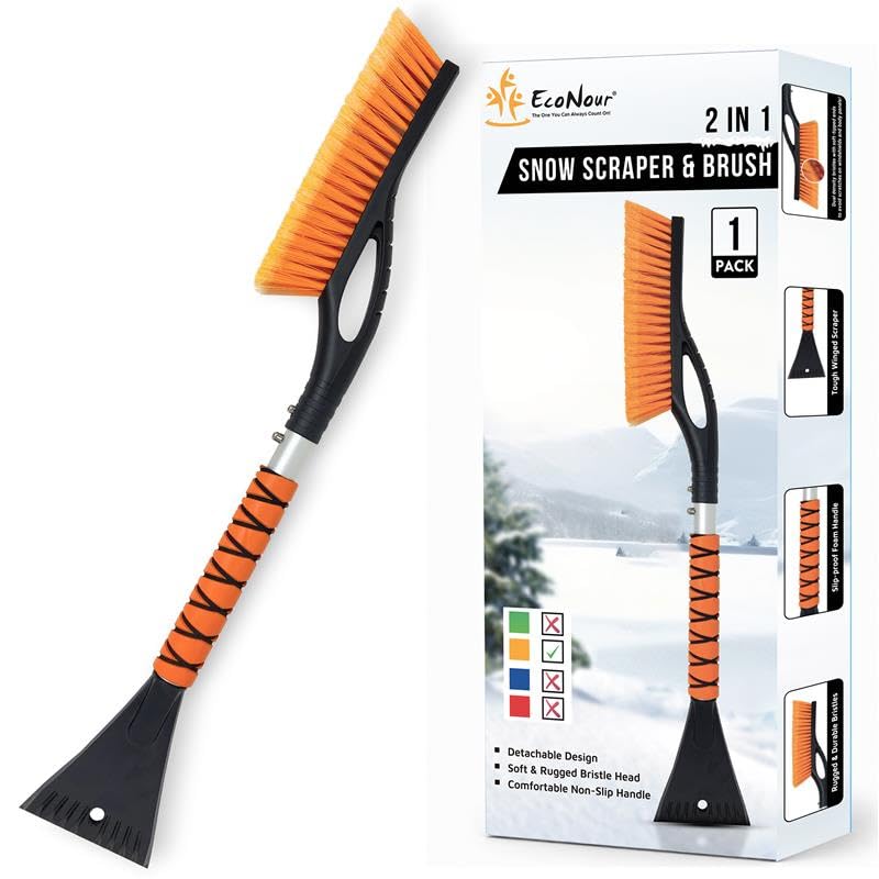 EcoNour 27' Ice Scrapers for Car Windshield, Snow Brush for Car Cleaning
