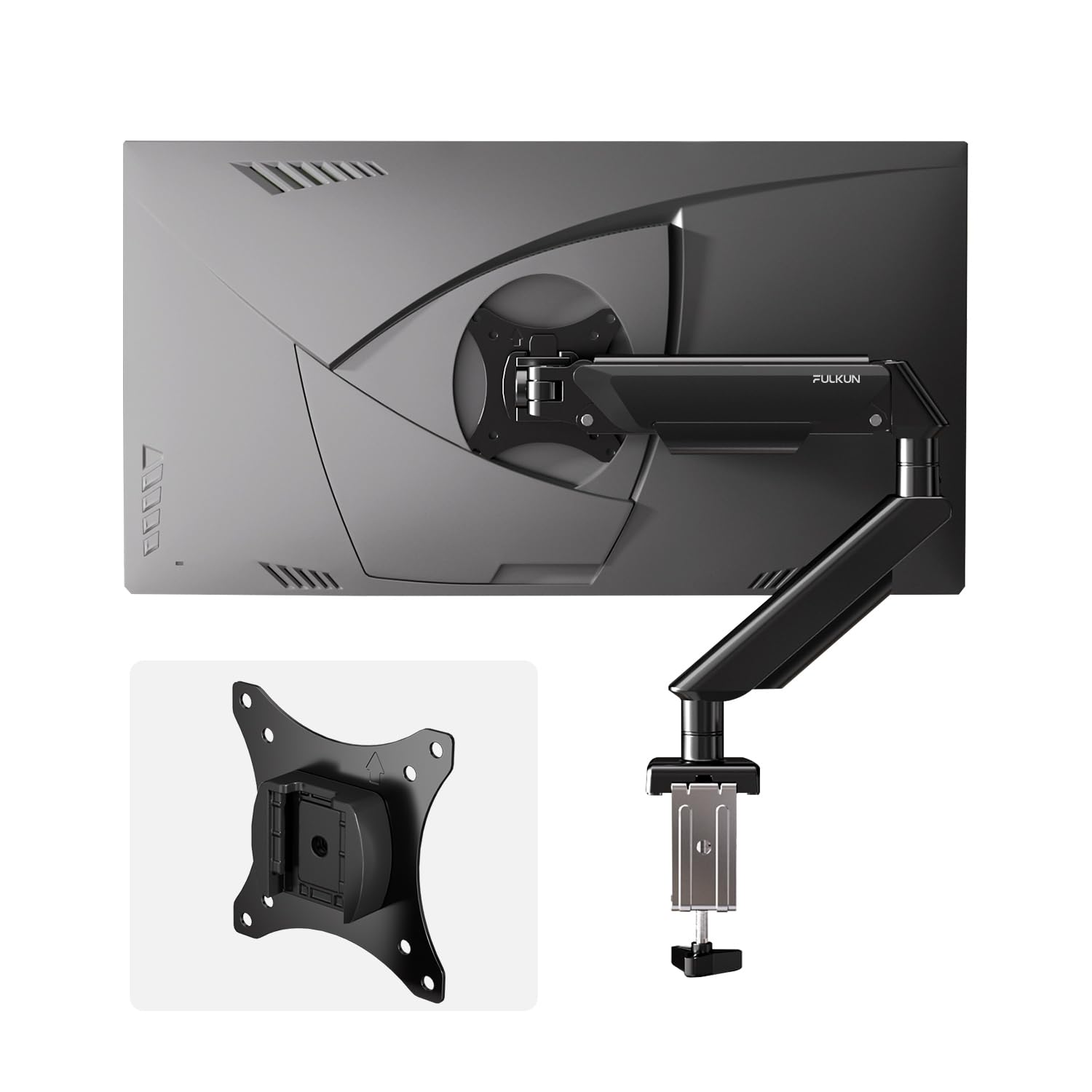 Single Monitor Mount Stand - Full Motion Articulating Arm with Gas Spring,17-32 inch Computer Screen Mount, VESA 75x75/100x100, Clamp/Grommet Base, Adjustable Stand & Tilt & Swivel(Black)