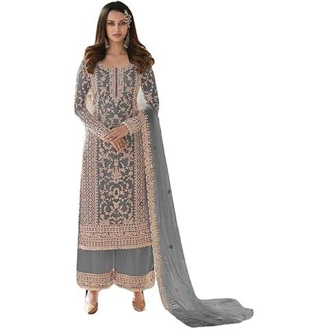 Nimbark Grey Straight Salwar Kameez Suit Cover