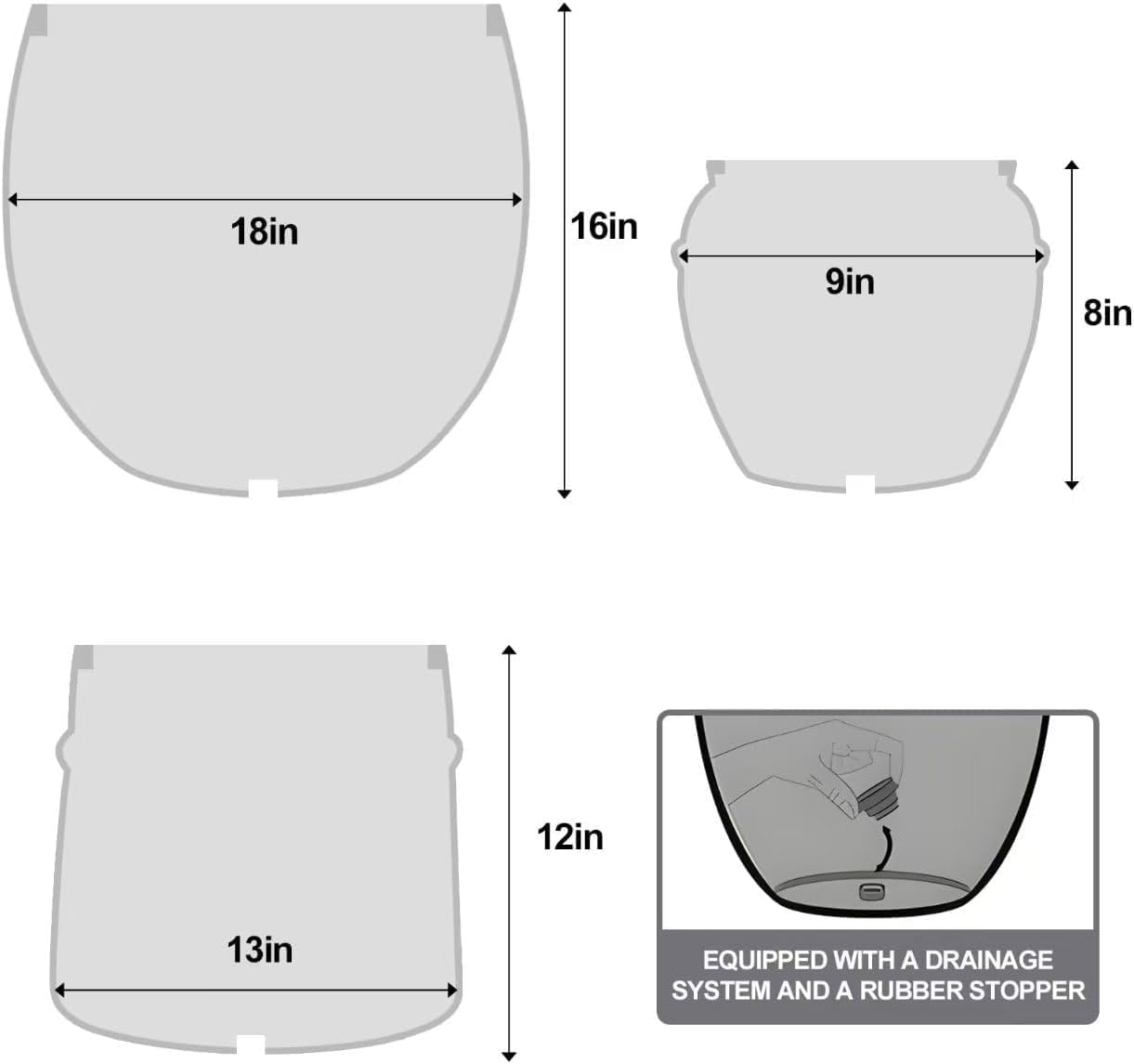 Concrete Plant Pots Set of 3, Planters & Container Accessories Planters Indoor Outdoor Flower Planter for Home, Garden, Office Décor18“ 12” 9“ (3, White)