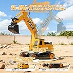 DOUBLE E Remote Control Excavator Toy, 2*Batteries 2.4GHz RC Excavator, 6-in-1 Digging/360° Rotation, 20M Range Sandbox Construction Toys Birthday Gift for Boys/Kids 6+ Years - Image 2