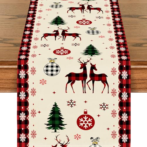 BSITSSS Caminho de mesa de Natal, caminho de mesa de Natal vermelho, decoração moderna de mesa de Natal, caminho de mesa de Natal al, caminhos de mesa para resistentes a manchas, sala de jantar,