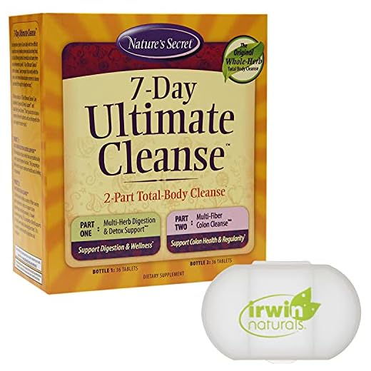 Nature's Secret 7 Day Ultimate Cleanse - 2 Part Total Body Cleanse Promotes Healthy Digestion & Elimination with Multi-Herb Detox Blend & Multi-Fiber Colon Cleanse, 72 Tablets, with a Pill Case