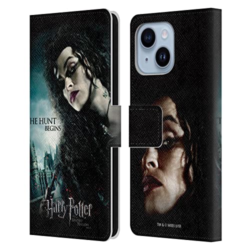 Étui Harry Potter Bellatrix Lestrange pour iPhone 14 Plus coque portefeuille en cuir noir