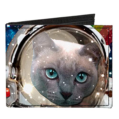 Buckle-Down Men's Standard Canvas Bifold Wallet Space Cats, 4.0