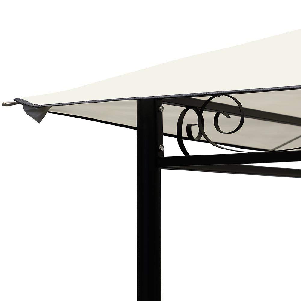 Bakaji Gazebo 3x3 mt Struttura Tubolare Acciaio Inox Antipioggia Impermeabile Antivento Beige