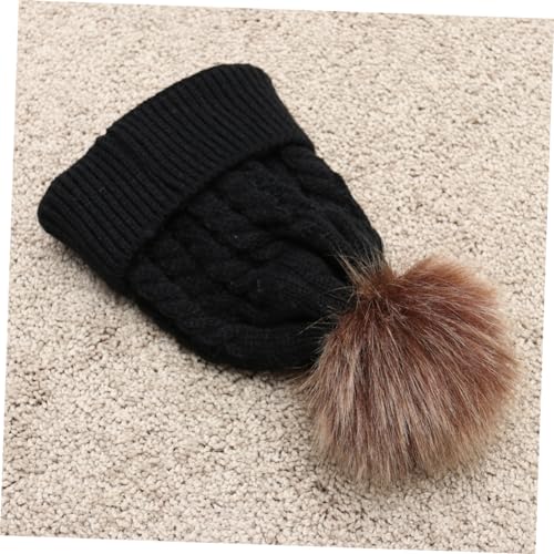 FRCOLOR Knit Pom Hat for Warm Hairball Beanie Black Soft and Comfortable Stylish Design for Boys for Cold Weather Outings3