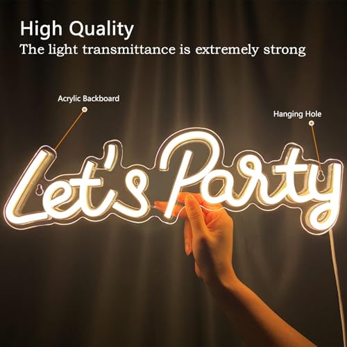 Image of Let's Party Neon Sign Party LED Neon Lights for Bedroom Wall Decor