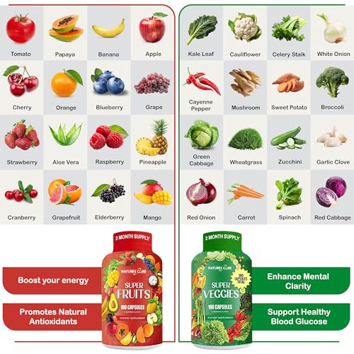 Nature's Core Fruit and Veggie Supplement - 360 Fruit and Veggie Capsules -100% Whole Super Fruit and Super Vegetable Supplements & Vitamin, Made in USA, Soy Free, Vegan- (180 Count Pack of 2) - Image 6