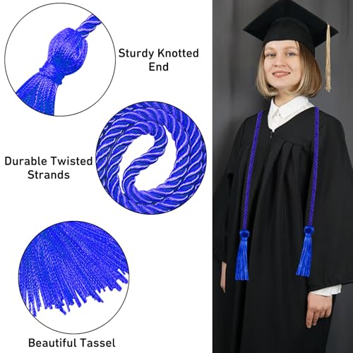 Image of Graduation Honor Cords Royal Blue Yarn Cords with Tassels for Graduation Students