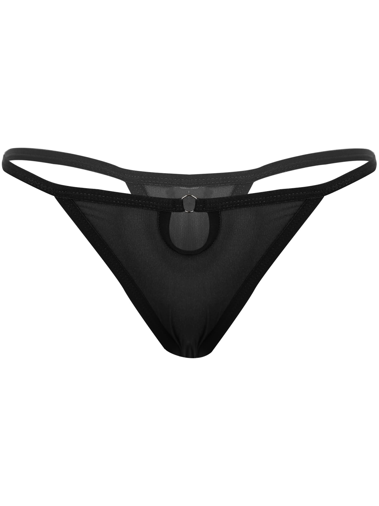 Linjinx Womens Mesh Sheer T-Back Briefs Low Rise Smooth Butt G-String Thongs Underwear Panties