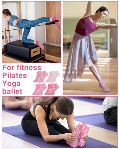 Image of Chuarry 60 Pairs Cotton Yoga Socks Non Slip Skid Sticky Socks for Women Elderly Hospital Pilates Ballet Barre