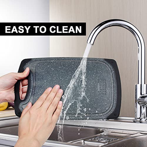 Chopping Board Set,3PCS Plastic Chopping Boards for Kitchen Non-Slip Cutting Boards with Grip Handle Juice Grooves Grinding Groove Large Chopping Boards for Meat Vegetables Fruits (Black) - Image 7