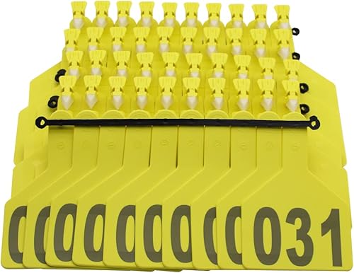 Z Tags - Etiquetas de oreja de ganado de una pieza con número 001-050 de poliuretano termoplástico, etiquetas de identificación de animales de gran