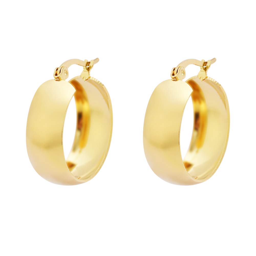 Edforce Stainless Steel Wide Large Rounded Hoop Earrings for Women