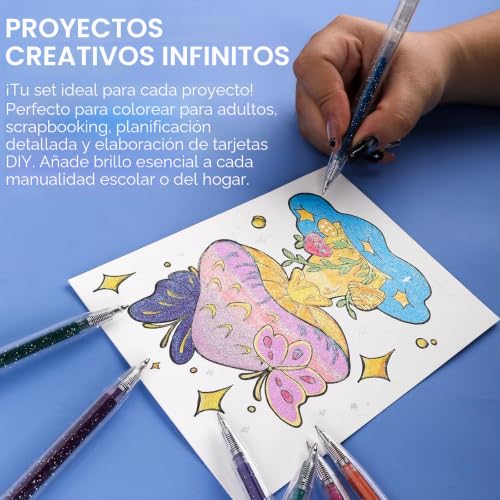 Miniatura 4 de Grabie 18 bolígrafos de gel con purpurina retráctiles, 18 colores