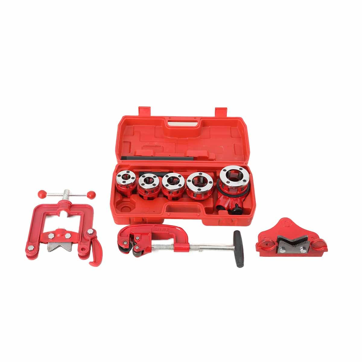 ATEdata Pipe Threader, Pipe Threading Tool Ratchet Typeand 5 Dies Set Pipe Cutter Threading Tool 3/8, 1/2, 3/4, 1, 1-1/4