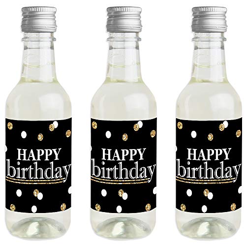 Pegatinas para botella de vino de cumpleaños, etiquetas doradas Happy Birthday para adultos, 16 uds