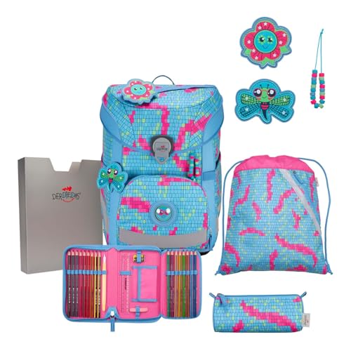 Cartable DerDieDas ErgoFlex Easy soulage le dos de votre enfant avec le set Happy Pixel