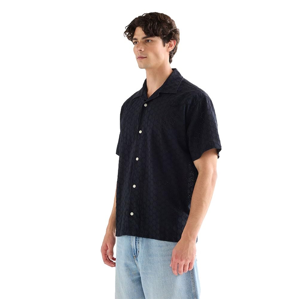 Wrangler Relaxed Short Sleeve Resort Shirt Dark Navy Size XL