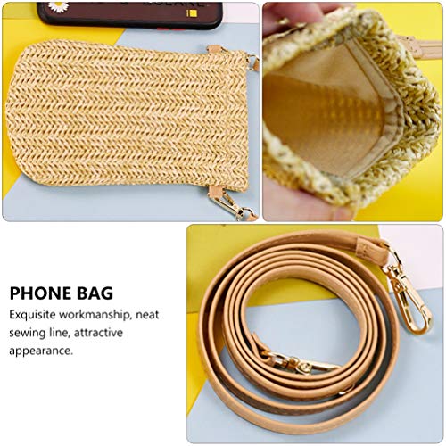 ULTECHNOVO Bolsa de Palha para Telefone Bolsa Crossbody Bolsa Pequena Boho Bolsa Rattan para Mulhere
