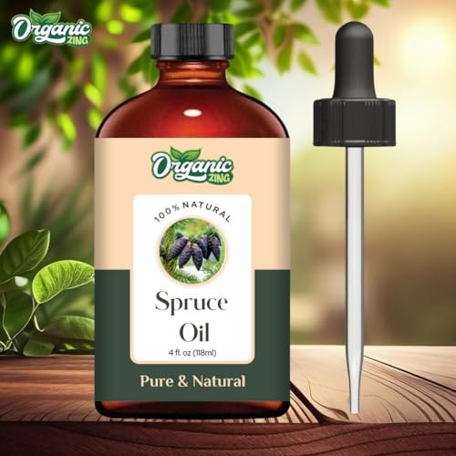 Image of Organic Zing Spruce (Picea) Oil | Pure & Natural Essential Oil for Aroma, Diffusers, Hair care & Massage - 118ml /3.99fl oz